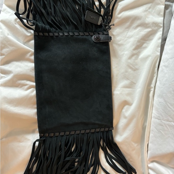Coach Suede Fringe Turnlock Clutch 86480 - Picture 3 of 14